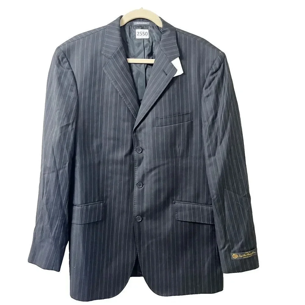 New Saks Fifth Avenue Mens Black Blazer 42R Loro Piana Wool Lined Single Breast